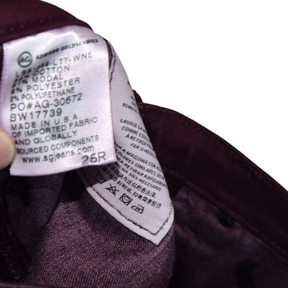 AG Legging Ankle Pants 25R Coated Waxed Jeans Ox Blood Red Skinny Super Sleek - Picture 7 of 10